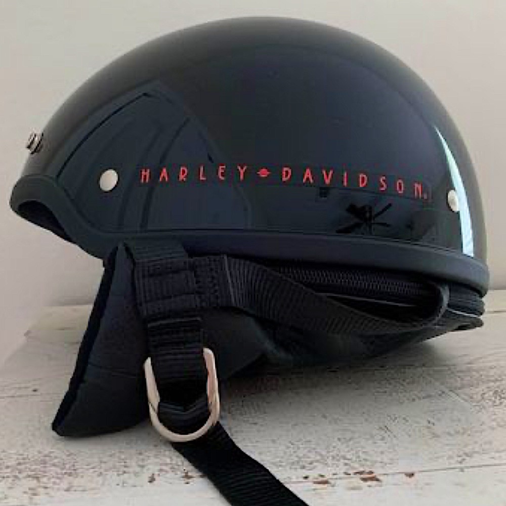 Last Chance 💥Harley-Davidson Motorcycle Half Helmet 53-54cm Black Leather EUC